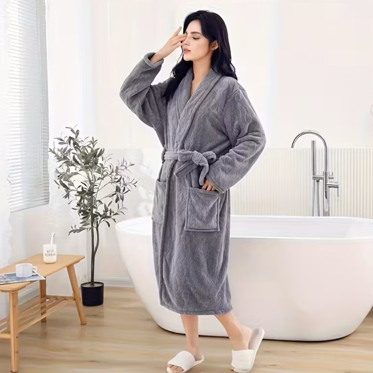 Gray bathrobe
